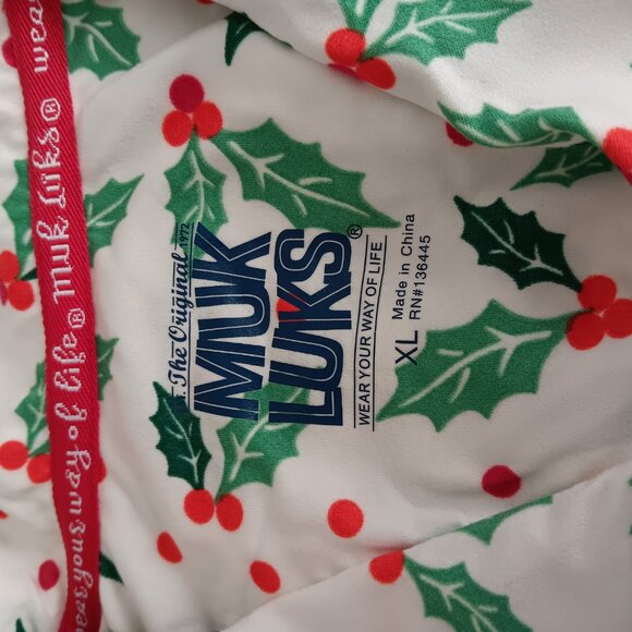 MUK LUKS REG 3 piece Dream Cloud Notch Collar Pajama Set, Mistletoe Sz L a678318 - Picture 5 of 8